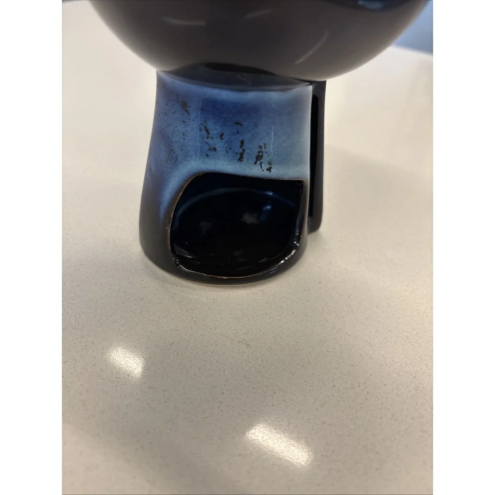 Dark Blue Iridescent Finish Ceramic Oil And Wax Warmer with Celestial Theme